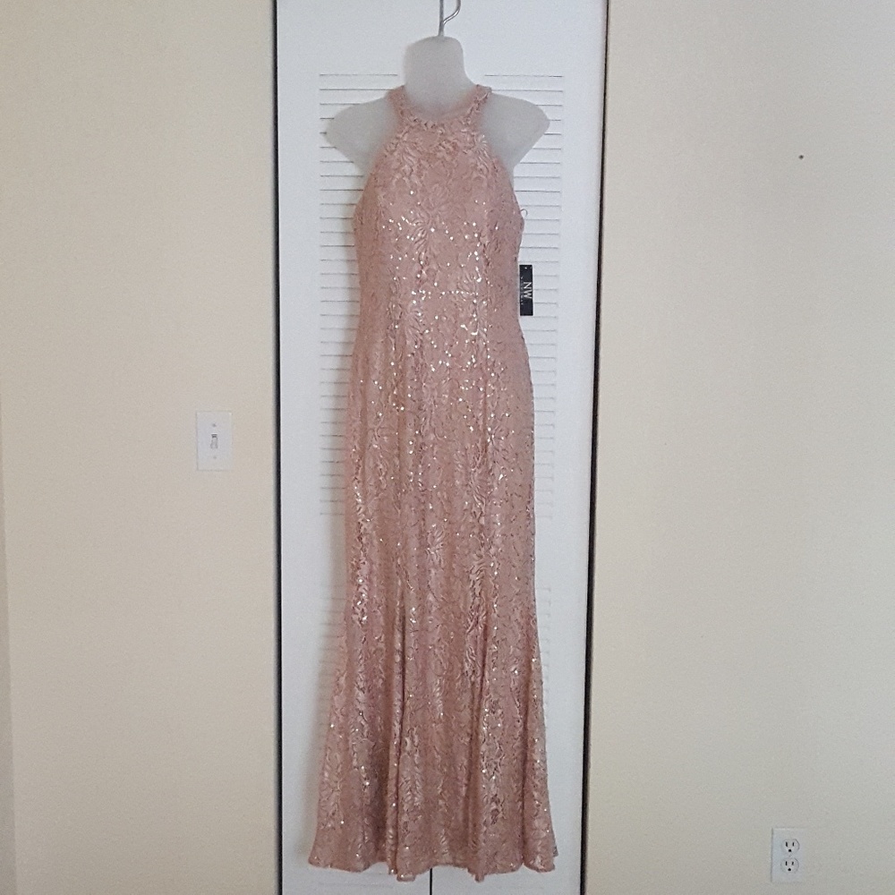 NWT NIGHTWAY EVENING GOWN ROSEGOLD COLOR SIZE 10P